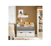 KMB66-W Coffre à Jouets Enfants, Banc de Rangement pour Enfants avec Bibliothèque, 2