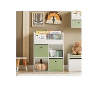 SoBuy Bibliothèque pour enfant KMB79-W – 3 étagères, 4 compartiments, 2 boîtes de rangement