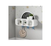 SoBuy KMB86-W Portemanteau pour enfants avec tableau Étagère pour enfants Bibliothèque Étagère murale Étagère suspendue Portemanteau mural Barre de penderie Enfants LHT env. 70x53x20cm