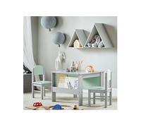 SoBuy KMB88-HG Ensemble Table Enfant avec 2 Chaises Enfants, Bureau Enfant avec 2 étagères Vert G