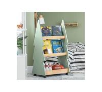 SoBuy KMB99-H-GR Bibliothèque Enfant à roulettes Étagère à Livres Enfant Étagère pour Chambre d'enfant avec 5 étagères et 4 roulettes