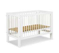 KMbaby Lit bébé Ollo 120 x 60 cm blanc en bois de pin massif sans matelas, sommier réglable