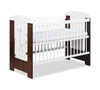 KMbaby Réglage De La Hauteur du Cadre en 3 Étapes Épingles Amovibles pour Nouveau-Nés Enfants Girafe 120x60 cm Noyer avec Matelas Et Barrière
