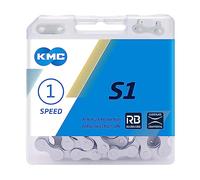 KMC 12nr DLC Black S1 Wide RB Chaîne 1/2" x 1/8", 112 maillons, Argent Unisexe-Adulte, Silver