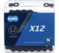 KMC Chaîne de dérailleur X12 Black Tech, 1/2' x 11/128', 126 maillons, 12 vitesses, noir