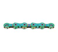 KMC Chaîne de vélo 12 vitesses, cirée, 126 maillons, compatible Shimano, avec lien MissingLink X12L Aurora Green