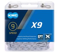 KMC Chaîne de vélo X9 EPT 9 vitesses 114 maillons Argenté