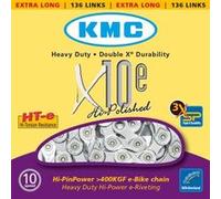 Kmc E10 Road/mtb Chain Argenté 122 Links