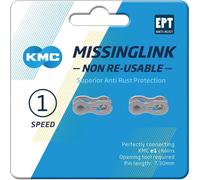 KMC E1 Vitesse Unique Ept Missinglink Lien d'adhésion Mixte, Argent foncé, Narrow (3/32")