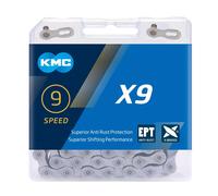 KMC Unisexe - Adulte X9SL Ti-N X9 SL chaîne 9 Vitesses, 114 maillons argenté