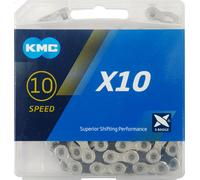 KMC X10 chaîne à 10 vitesses 122 maillons argent/noir, Double X-Bridge, compatible avec Shimano/SRAM/Campagnolo, MissingLink inclus