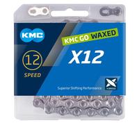 Kmc X12 Waxed Chain Argenté 126 Links / 12s Silver