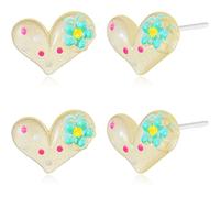 KMEOSCH Lot de 2 paires de boucles d'oreilles en plastique en forme de cœur pour oreilles sensibles, Small, Résine Silicone Acrylique, Pas de gemme