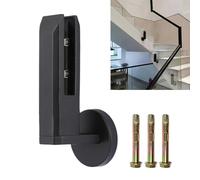 KMERCE Pince Verre Lourde de Garde-Corps, Support Clôtures en Verre pour la Piscine en Acier Inoxydable, Pince de Fixation L pour Verre de Main Courante, Balcon, Rampe d'Escalier (1, Noir)