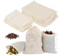 KMFYMPT 80 PCS Sachet de Thé Réutilisable, 8x10 cm/10x15 cm Sachets en Mousseline de Coton, Sachet à Épices pour Cuisson, avec Cordon de Serrage, Sac de Thé Coton pour Thé en Vrac Café Herbes Épices
