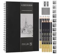 KMFYMPT Carnet de Dessin A4, Papier Dessin Papier Épais 200g/m², Cahier Dessin, Avec Crayon Graphite (F-8B), Gomme et Taille-Crayon, Convient Aux Débutants et Aux Artistes