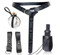 KMGDM Ceinture médiévale en cuir avec cordon de serrage - Bouteille de potion en liège - Accessoire de cosplay pour adulte, Noir , Skirt Clip Size:6.5x11.50cm, T6