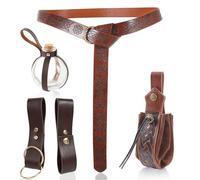 KMGDM Ceinture médiévale en cuir avec cordon de serrage - Bouteille de potion en liège - Accessoire de cosplay pour adulte, marron, Skirt Clip Size:6.5x11.50cm, T7