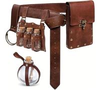 KMGDM Costume d'Halloween médiéval pour homme - Pochettes de ceinture de pirate - Accessoires de déguisement vikinges pour cosplay, marron, mixed size, T5