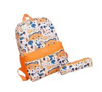 KMGDM Ensemble sac à dos et pochettes à stylos pour garçons et filles avec grande capacité et sangle réglable, Orange Re, 26x12x37cm, Conforme à l'image