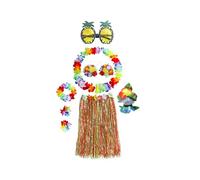 KMGDM Jupes hawaïennes pour fête Luaus, jupes hawaïennes Luaus Hulas, bandeaux et bracelets pour fête hawaïenne