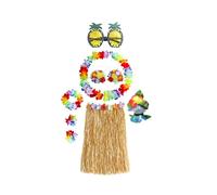 KMGDM Jupes hawaïennes pour fête Luaus, jupes hawaïennes Luaus Hulas, bandeaux et bracelets pour fête hawaïenne