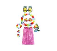 KMGDM Jupes hawaïennes pour fête Luaus, jupes hawaïennes Luaus Hulas, bandeaux et bracelets pour fête hawaïenne