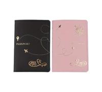 KMGDM Lot de 2 étuis pour passeports pour couple - Pour lune de miel, mariage, voyage - En cuir synthétique souple - Pour homme et femme, Pk et noir, 10x1x14cm, Style pointeur