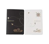 KMGDM Lot de 2 étuis pour passeports pour couple - Pour lune de miel, mariage, voyage - En cuir synthétique souple - Pour homme et femme, noir/blanc, 10x1x14cm, Style pointeur
