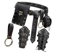 KMGDM Lot de 5 pochettes vintage punk en polyuréthane pour téléphone portable, accessoires de cosplay pour activités de plein air, Noir , 135cm