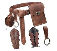 KMGDM Lot de 5 pochettes vintage punk en polyuréthane pour téléphone portable, accessoires de cosplay pour activités de plein air, marron, 135cm