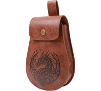 KMGDM Pochettes de ceinture médiévales en simili cuir, sac de ceinture portable rétro Renaissances, porte-monnaie, sac à dés pour LARP, cosplay, Halloween, marron, 22x13cm