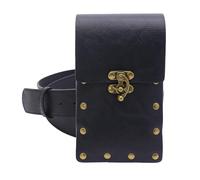 KMGDM Pochettes médiévales en cuir pour ceinture Renaissances Accessoires de costume LARP Sac banane Fannys Pack Fannys en cuir PU Porte-monnaie Cadeaux, Sac banane noir, belt: 125x5cm, bag: 18x11cm
