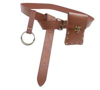 KMGDM Pochettes médiévales en cuir pour ceinture Renaissances Accessoires de costume LARP Sac banane Fannys Pack Fannys en cuir PU Porte-monnaie Cadeaux, Sac banane marron, belt: 125x5cm, bag: 18x11cm