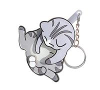 KMGDM Porte-clés drôle avec œufs à tirer et chats en peluche pour animaux Porte-clés pour sac à main Pendentif pour femmes et enfants, gris, 7cm