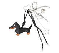 KMGDM Porte-clés en forme de chien saucisse avec nœuds pour clés de voiture en polyuréthane, Noir , 25cm