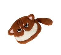 KMGDM Porte-monnaie en forme de chat, pochettes en peluche, joli portefeuille avec fermeture éclair, petit sac à main pour femme sac à maquillage portable, Marron foncé/blanc., 12*10*3.5cm