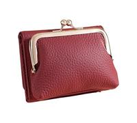 KMGDM Portefeuille compact pour femme avec poche à monnaie et fenêtre transparente pour un usage quotidien, Wine Re, 11x4x8.8cm, Conforme à l'image