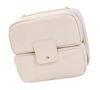 KMGDM Sac à main de grande capacité en polyuréthane avec plusieurs poches pour le rangement de produits de toilette et trousse de maquillage portable, beige, 23x12x21cm