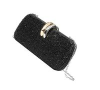 KMGDM Sac à main de soirée à fermoir pour femme, pochette rigide embellie avec sangle de chaîne, pochette de soirée ornée d'une chaîne et d'un fermoir pour téléphone, Noir