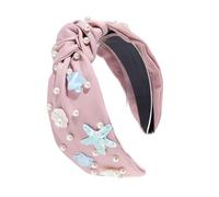 KMGDM Serre-tête large pour les vacances, la mer, la plage, les coquillages, fausses perles, nœud - Accessoire de cheveux tendance pour femme