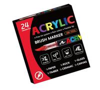 kmgfsd Marqueur acrylique liquide avec pointe de pinceau souple, stylo de peinture à séchage rapide pour la fabrication de cartes, peinture sur papier, bois, pierre, verre, stylos de peinture liquide