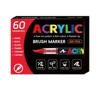 kmgfsd Marqueur acrylique liquide avec pointe de pinceau souple, stylo de peinture à séchage rapide pour la fabrication de cartes, peinture sur papier, bois, pierre, verre, stylos de peinture liquide