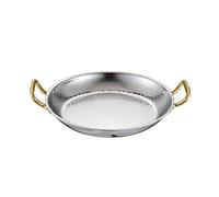 kmgfsd Poêle à Paella espagnole à Finition martelée avec Double poignée, ustensiles de Cuisine en Acier Inoxydable pour la préparation du Riz Fruits de mer