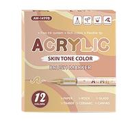 kmgfsd Stylo marqueur professionnel pour peinture acrylique liquide, avec pointe de pinceau, 12 couleurs, pour la fabrication de cartes, peinture sur papier, pierre, verre, artisanat