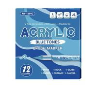 kmgfsd Stylo marqueur professionnel pour peinture acrylique liquide, avec pointe de pinceau, 12 couleurs, pour la fabrication de cartes, peinture sur papier, pierre, verre, artisanat