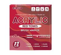 kmgfsd Stylo marqueur professionnel pour peinture acrylique liquide, avec pointe de pinceau, 12 couleurs, pour la fabrication de cartes, peinture sur papier, pierre, verre, artisanat
