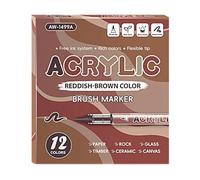 kmgfsd Stylo marqueur professionnel pour peinture acrylique liquide, avec pointe de pinceau, 12 couleurs, pour la fabrication de cartes, peinture sur papier, pierre, verre, artisanat