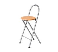 KMH® Tabouret Bill Lot 1, pliable, dossier & repose-pieds - Argent/Hêtre