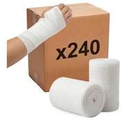 KMINA Bande Élastique de Maintien 5 cm x 4 m, Sans Latex | 240 pcs, 12 Boîtes de 20, Élasticité 100%, Viscose, Polyamide Respirants, Fixation des Pansements, Usage Hospitalier, Blanche